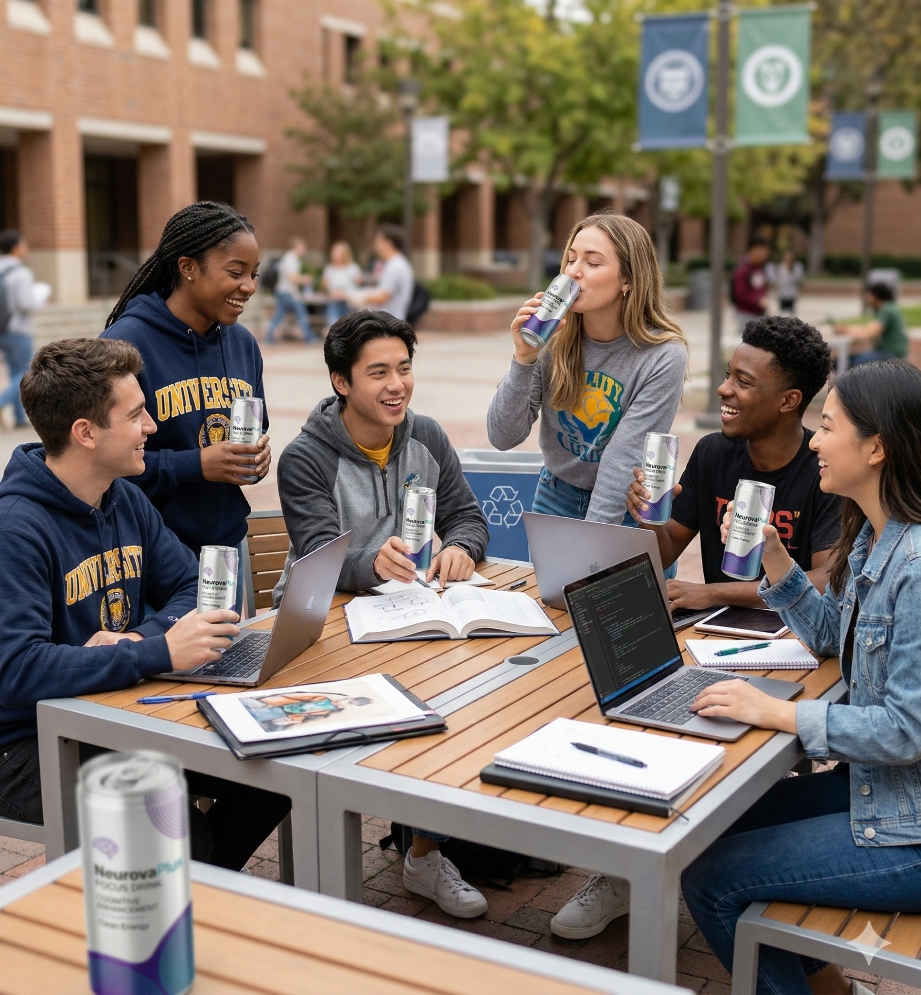 Students enjoying NeurovaPlus together on campus