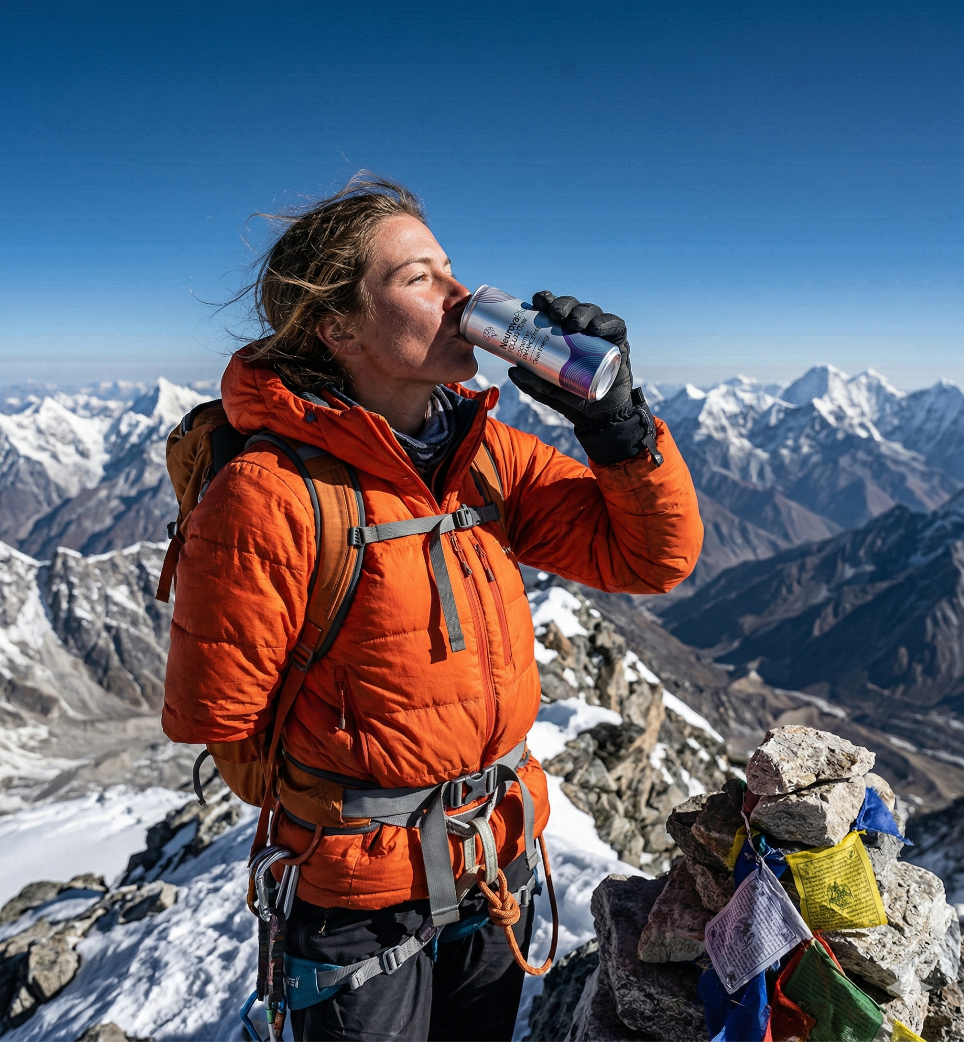 Outdoor adventurer enjoying NeurovaPlus on a mountain
